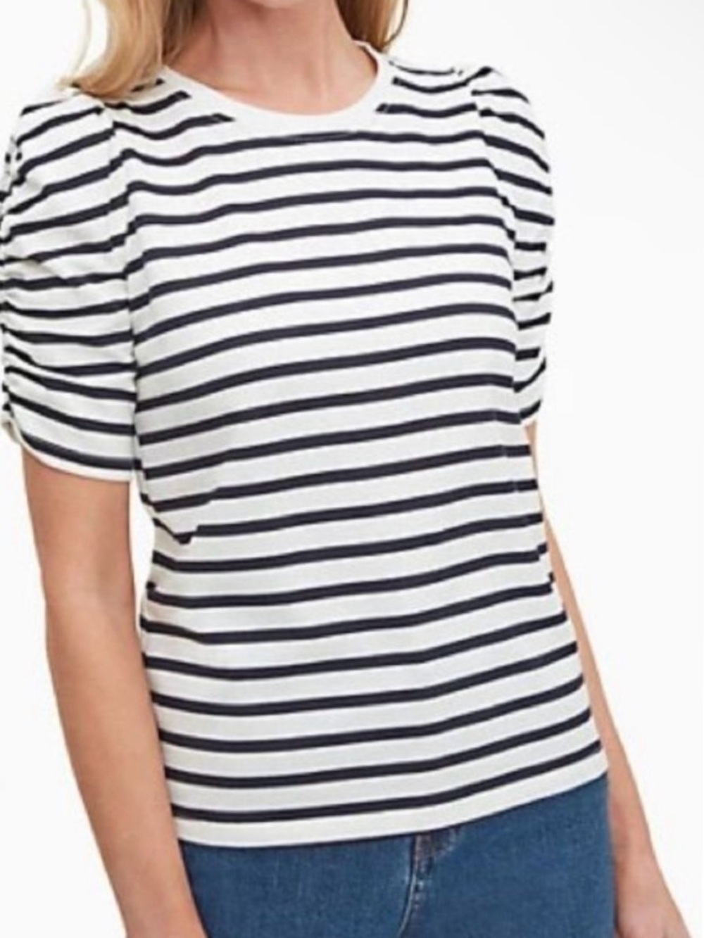 Kate Spade New York Sailing Stripe Ruched Sleeve Tee Size L